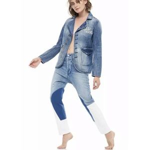 Free People x Sandrine Rose Womens Hi Waist Patch Jeans, Size 27, NWT